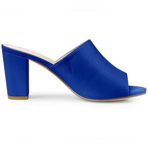 Elegant Blue Women's Block Heel Mules